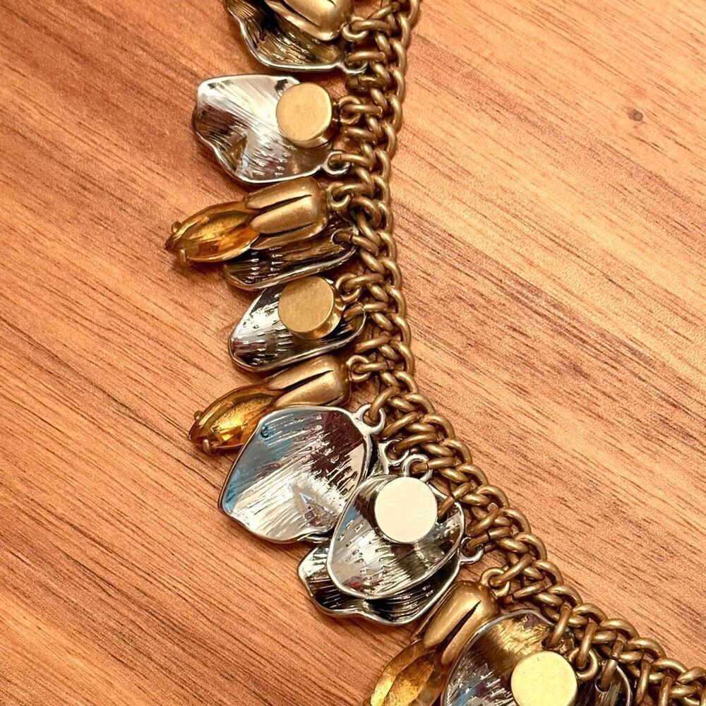 J.Crew | Leaf Cluster Pendant Necklace | Two-Tone | 16 1/2” Length - Picture 4 of 5